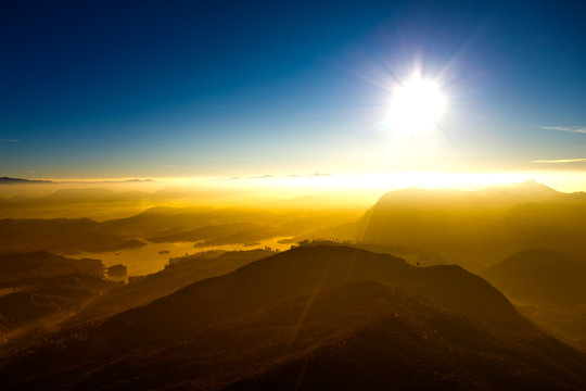 Sunrise on the mountain Adam's Peak. Sri Lanka © Beautiful textures