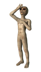 3D Rendering Alien on White