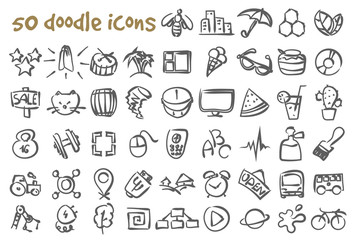 vector doodle icons set