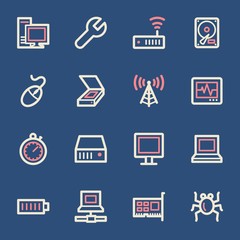 Computer components web icons set