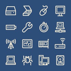 Computer components web icons set