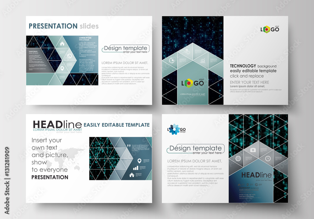 Wall mural set of business templates for presentation slides. easy editable layouts in flat design. virtual rea