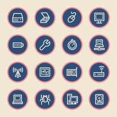 Computer components web icons set