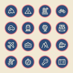 Travel web icons.  Vacation and transport, booking and delivery