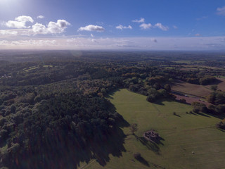 Aerial view of the Lickey Hills in Birmingham, UK.