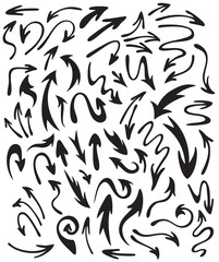 Vector hand drawing set of arrows isolated on white