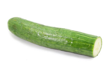 Whole English cucumber with cut end (isolated)
