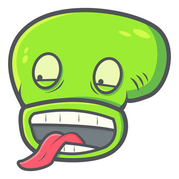 Cartoon Alien Head With Tongue