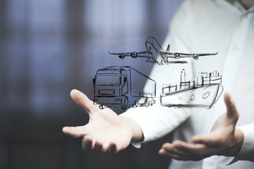 man hand different transport mians