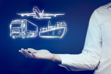 man hand different transport mians