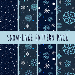 Set of winter patterns with snowflakes.
