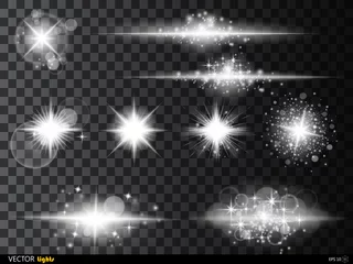 Foto auf Leinwand White glowing light burst explosion with transparent. Vector illustration for cool effect decoration  ray sparkles. Bright star.  shine gradient glitter,  flare. Glare texture. © poppystyle