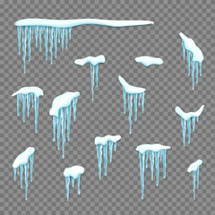 Set of snow borders with icicles - obrazy, fototapety, plakaty