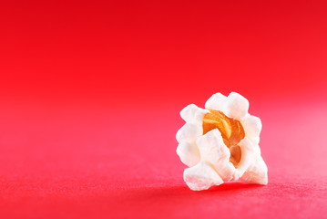 popcorn close-up on a red background