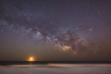 Moon and Milky Way rising at the same time 