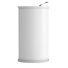 Trade show booth column white and blank. 3d render isolated on white background. High Resolution Template for your design.