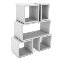 Product display boxes. 3D render isolated on white. Platform or Stand Illustration. Template for Object Presentation.