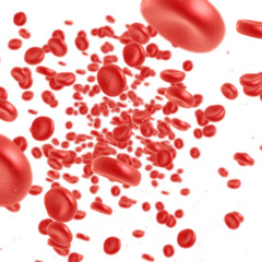 Red blood cell flowing in vein or artery. 3d render. Healthcare and medical zoom concept.
