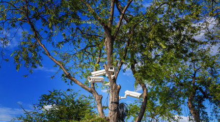 Security camera in public area. public safety concept