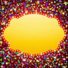 Retro stage shining banner on stars background