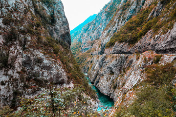 Mountain landscape. Tara River Canyon is part of rafting route, Durmitor National Park, Montenegro.