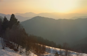 Fototapeta na wymiar Sunset in mountains