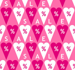 Eye catching Valentine's day Sale seamless pattern with percent symbols