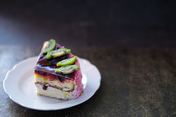 Birthday cake on a gray background