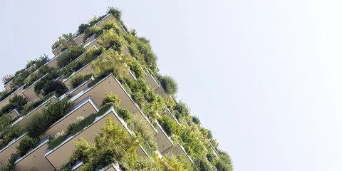 Papier Peint photo autocollant construction de la ville Gratte-ciel futuriste vert