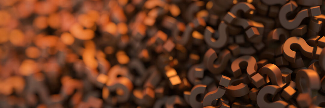 Infinite chocolate question marks, 3d rendering