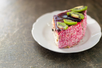 Birthday cake on a gray background