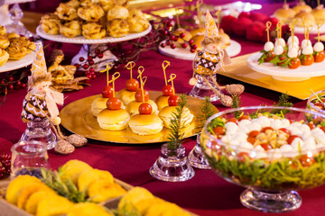 Milk Bread Sandwiches and Appetizers at the Christmas Table
