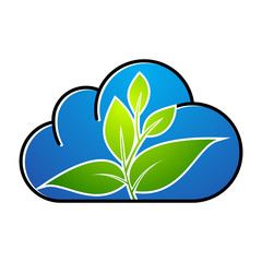 green cloud, eco cloud, leaf vector logo design