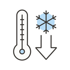 Temperature falling color icon
