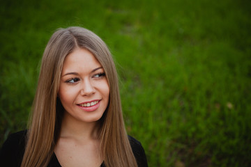 Naklejka premium Beautiful portrait of a blonde girl