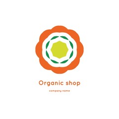 Obraz premium Bright and juicy beautiful circular logo for organic shop, eco product.