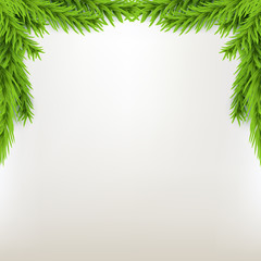 Border xmas frame with fir. Green Christmas winter background. Vector illustration xmas tree