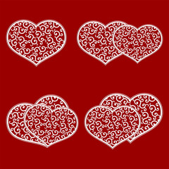 Obraz na płótnie Canvas Set hearts pattern retro