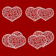 Set hearts pattern retro