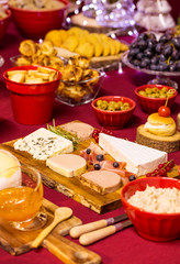 Cheese and Appetizers at the Christmas Table