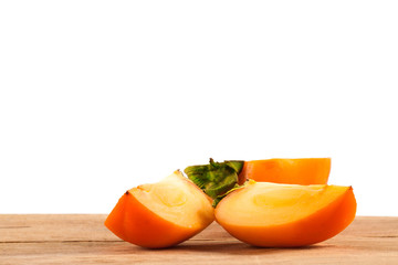 Ripe fresh persimmon isolated 