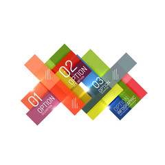 Geometric abstract composition with text and options