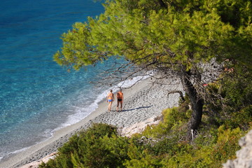 Milia beach, Skopelos island, Sporades island, Greek island, Thessaly, Aegean Sea, Greece  - obrazy, fototapety, plakaty