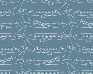 seamless pattern with airplanes profiles
