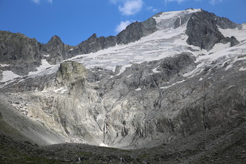 Mountain surface with snow, glacier in Tirol, Austria, Alps