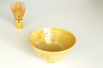 Japanese tea ceremony utensil - tea bowl and bamboo tea whisk
