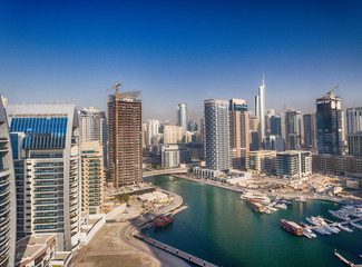 Fototapeta na wymiar Aerial skyline of Dubai marina