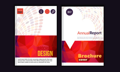 Clean Vector annual report. Brochure template, book cover layout design, Abstract triangle red presentation templates. A4 size