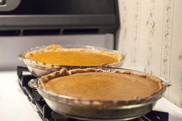 pumpkin pies are done baking