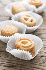 Butter cookies on the wooden table